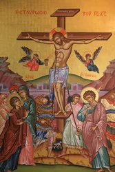 Grieks-orthodox icoon met de kruisiging van Jezus