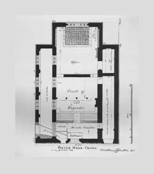 Grondplan van de Guildhall Chapel 1815, 1866
