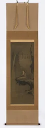 Guanyin, wit gekleed, zittend op een overhangende rots, Muromachi-periode, 15e eeuw