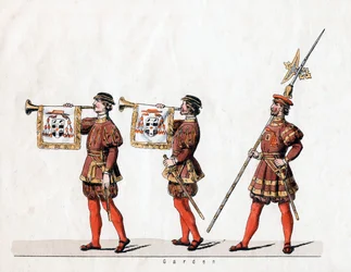 Wachters, kostuumontwerp voor Shakespeares toneelstuk, Henry VIII, 19e eeuw