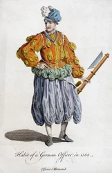 Kostuum van een Duitse officier in 1588, 18e eeuw