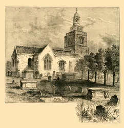 Hammersmith Parochiekerk, in 1820, ca. 1878