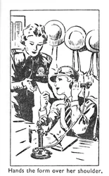 Handen de vorm over haar schouder, 1940