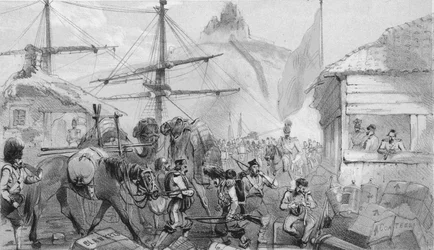 Haven van Balaklava. De aanlegplaats, ca. 1850s