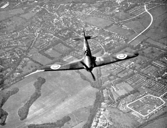 Hawker Hurricane in vlucht, Slag om Engeland, Tweede Wereldoorlog, 1940