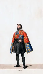 Heraut, kostuumontwerp voor Shakespeares toneelstuk, Henry VIII, 19e eeuw