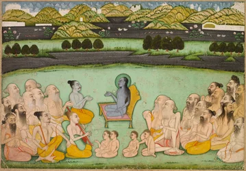 Hindoe God Krishna praat met ouderen, c. 1800