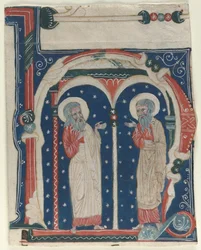 Versierde initiaal H uit een Antifonarium: SS. Paulus de kluizenaar en Antonius, ca. 1200-1230