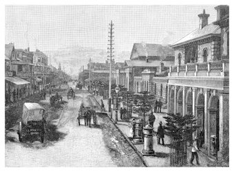 Hunter Street, Newcastle, New South Wales, Australië, 1886