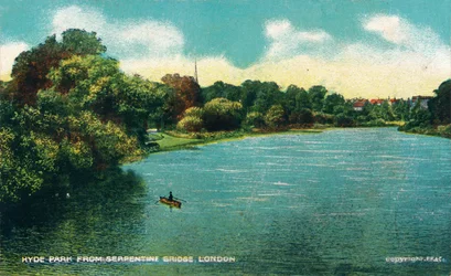 Hyde Park vanaf Serpentine Bridge, Londen, ca. 1910