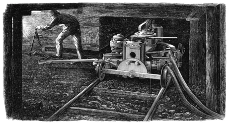 Hydraulische kolensnijmachine, genaamd De IJzeren Man, 1867