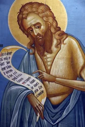 Icoon in Pedoulas Byzantijns museum: Sint Johannes de Doper (19e eeuw), 20150510, Pedoulas, Cyprus