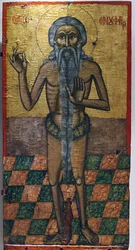 Icoon in Pedoulas Byzantijns museum: Sint Onoufrios (17e eeuw), Pedoulas, Cyprus