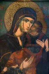 Icoon in Pedoulas Byzantijns museum: de Maagd Eleousa