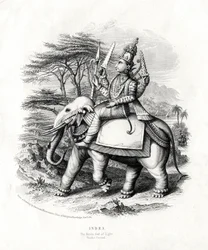 Indra, de Hindoe god van het licht, 19e eeuw
