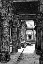 Interieur van een Jaina-tempel, Mount Abu, Rajasthan, India, 1895