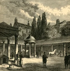 Interieur van de binnenplaats van Old Tattersalls, ca. 1876