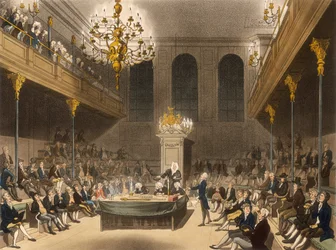 Interieur van het Lagerhuis, Westminster, Londen