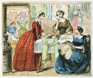 Strijkkamer in een wasserij, 1867