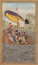 Jezus wordt gewekt tijdens een storm op het Meer van Galilea, uit een Mirat al-quds..., 1602-1604
