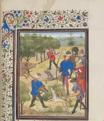 Johannes II Comnenus, Byzantijnse keizer op de jacht. Miniatuur uit de Historia door Willem van Tyrus, 1460s