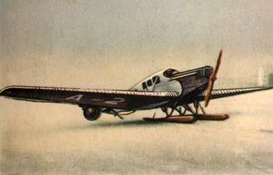 Junkers F13 L vliegtuig met sneeuwskids, 1920s, 1932