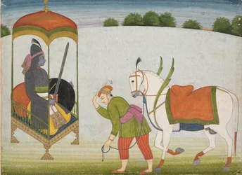 Kalki Avatar, de Toekomstige Incarnatie van Vishnu: Pagina uit een Verspreid Manuscript