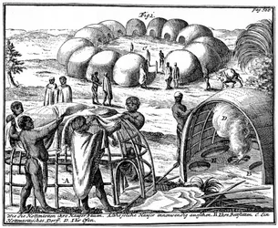 Khoikhoi hutten en kraal, Zuid-Afrika, 1931
