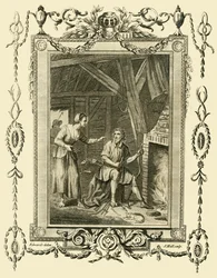 Koning Alfred vermomd berispt door de vrouw van de veehouder omdat hij de taarten liet verbranden, c878, 1783