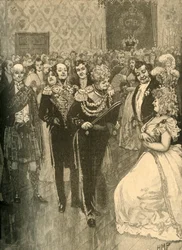 Koning George IV houdt een ontvangst in Holyrood Palace, Edinburgh