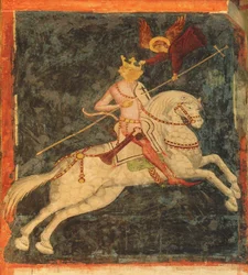 Koning Wladyslaw II. Jagiello. Fresco in de Drievuldigheidskapel in Lublin, begin 15e eeuw