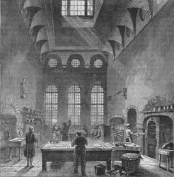 Keuken van St Jamess Palace, Westminster, Londen, in de tijd van Koning George III, c1870 1878