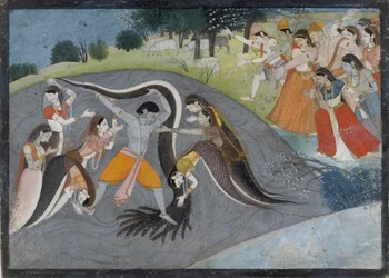Krishna die Kaliya, de Slangendemon, Onderwerpt: Folio uit een Bhagavata Purana Serie, ca. 1785