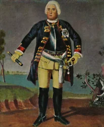 Koning Friedrich Wilhelm I. van Pruisen 1688-1740. - Gravure naar het schilderij van Weidemann, 1934
