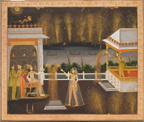Dames die Diwali vieren, ca. 1760