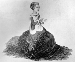 Dameskostuum, 14e eeuw, 1910