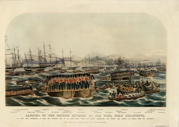 Landing van de Britse divisie bij Old Fort, nabij Sebastopol, 1854
