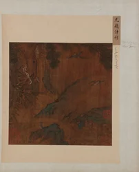 Landschap: een bergbeek, een den, bamboe en blauwe gaaien, Ming-dynastie, 1368-1644