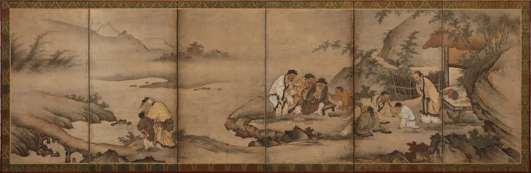 Landschap: de Zeven Wijzen van het Bamboebos, Momoyama-periode