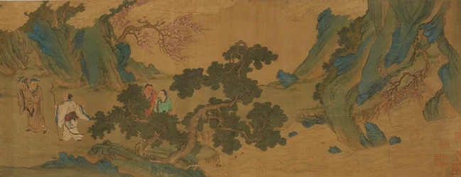 Landschap met Daoïstische onsterfelijken in de bergen, Ming- of Qing-dynastie, 17e eeuw