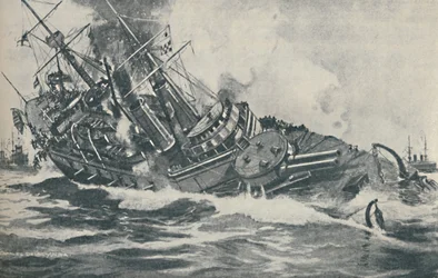 Laatste momenten van het zinkende slagschip HMS Victoria, 1893