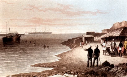 Legging van de telegraafkabel over de Indische Oceaan tussen Bombay en Aden, 1870