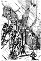 Belegeringskanon op doel, uit Le diverse et artificiose machine, 1620