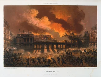 Le Palais Royal, Parijs Commune, 24 mei 1871