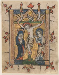 Blad uit een Psalter: De Kruisiging, ca. 1300-1330