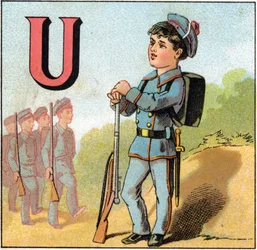 Letter U als uniform (uit Alphabet des petits ecoliers)