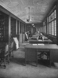 Bibliotheek en redactiekamer, The Evening News Building, Detroit, Michigan