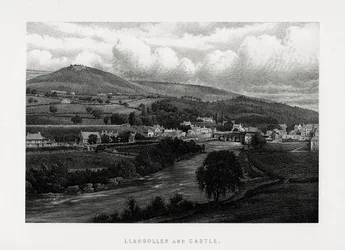 Llangollen en kasteel, Denbighshire, Noord-Wales, 1896