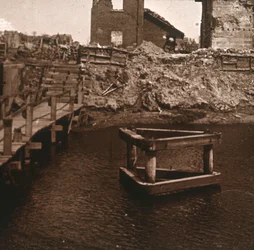 Sluiswachtershuis, Nieuwpoort, Vlaanderen, België, ca. 1914-1918