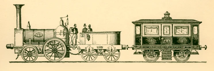 Locomotief en Koninklijke Salon, Londen en Birmingham Spoorweg, 1843